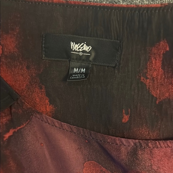 Mossimo Red & Black Raglan Sleeve Mini Dress Med, zippered pockets & belt. - Picture 9 of 12